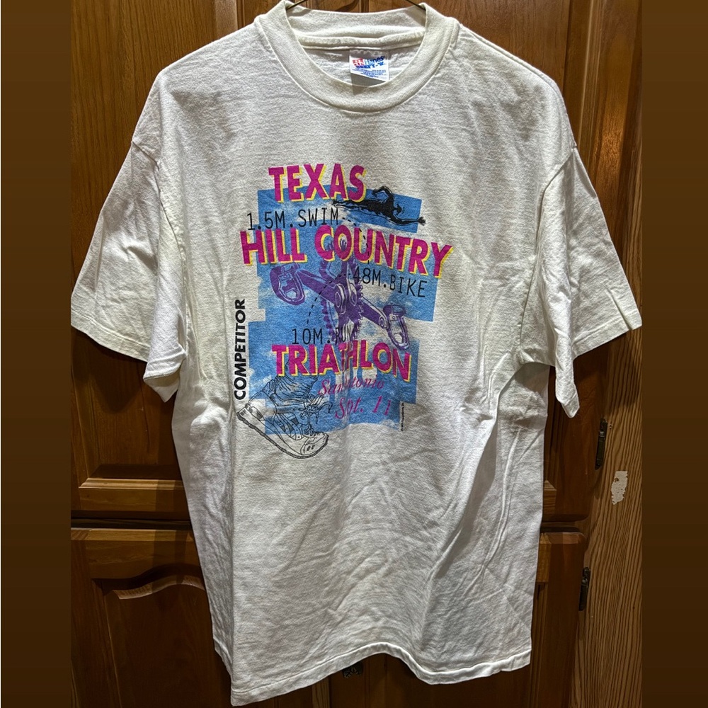 Vintage 1993 Texas Hill Country Triathlon Competitor T-shirt